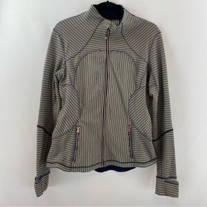 Lululemon Forme Jacket Stripes Ink‎ Well Majave Tan Blue Size 12